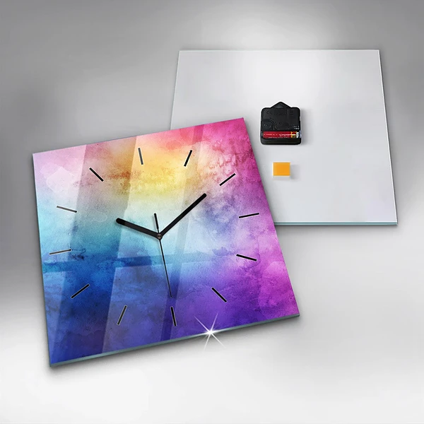 Wanduhr quadratisch Bunte Flecken