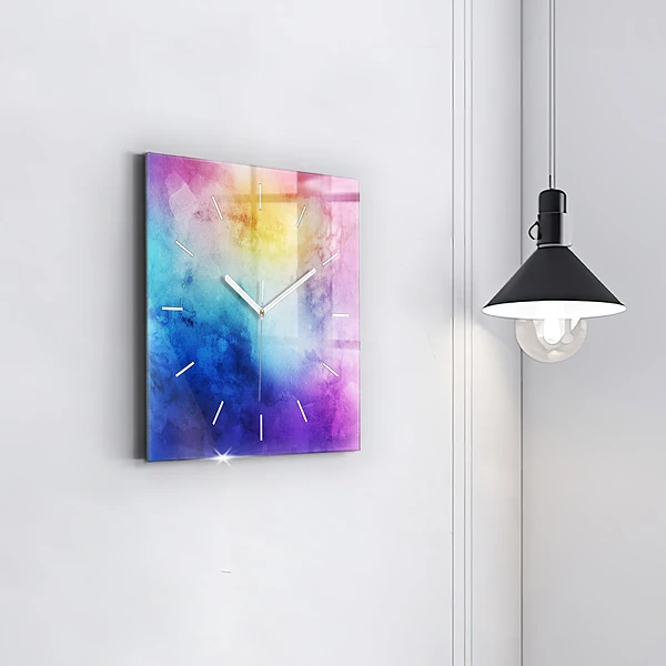 Wanduhr quadratisch Bunte Flecken
