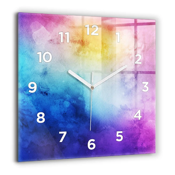 Wanduhr quadratisch Bunte Flecken