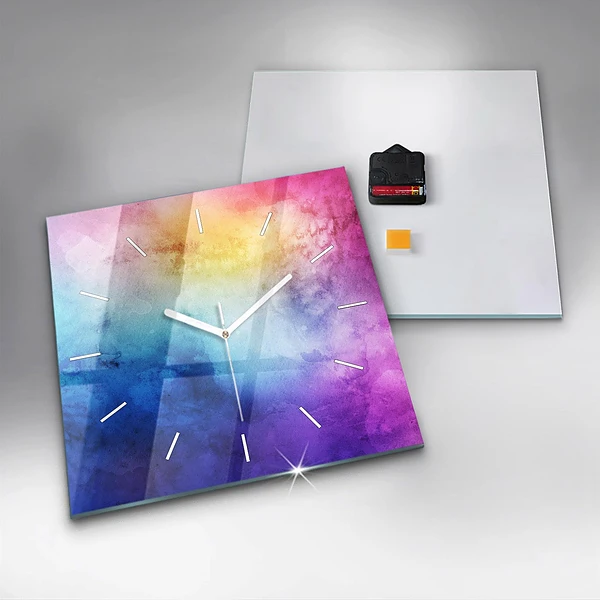 Wanduhr quadratisch Bunte Flecken