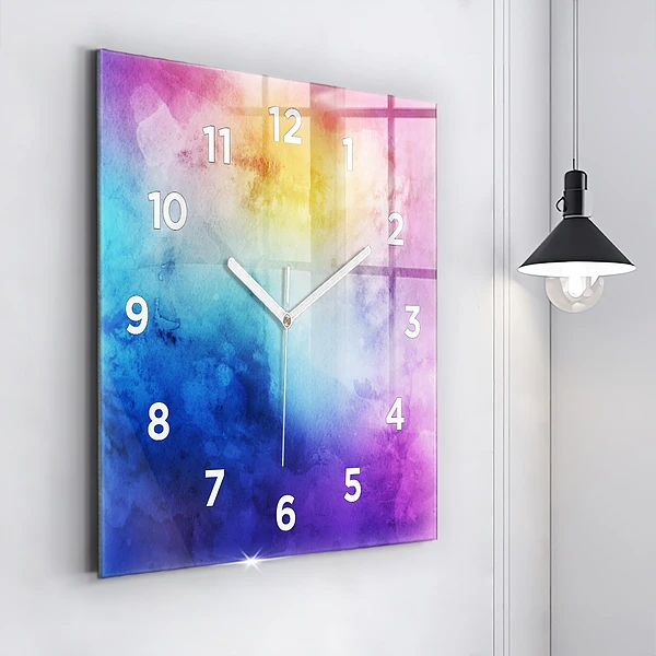 Wanduhr quadratisch Bunte Flecken
