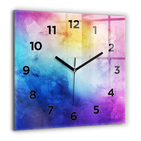Wanduhr quadratisch Bunte Flecken