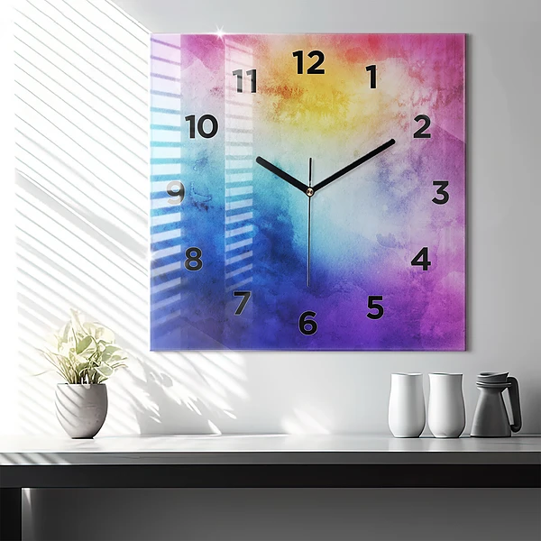 Wanduhr quadratisch Bunte Flecken