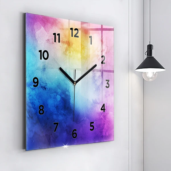 Wanduhr quadratisch Bunte Flecken