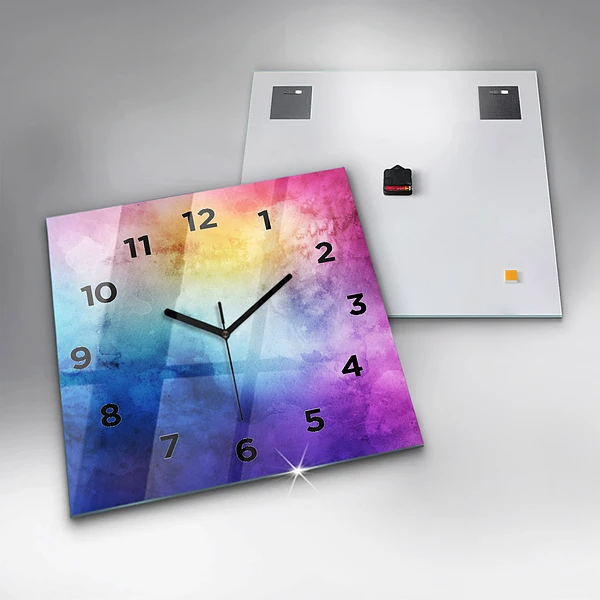 Wanduhr quadratisch Bunte Flecken