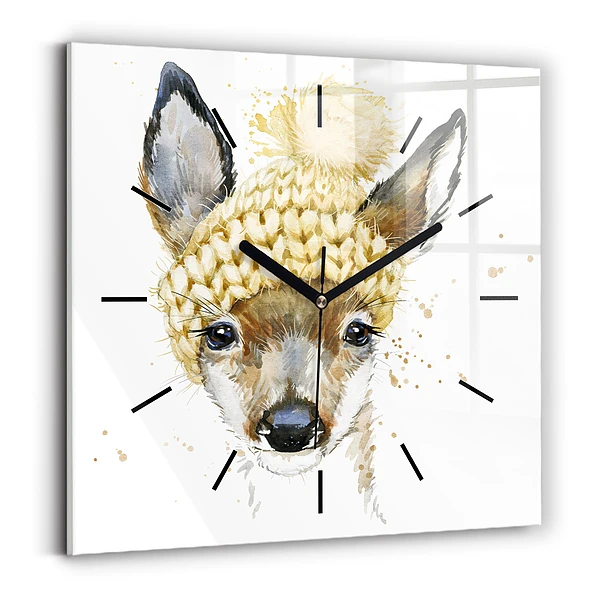 Wanduhr quadratisch Hirsche
