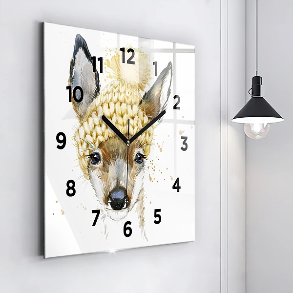 Wanduhr quadratisch Hirsche