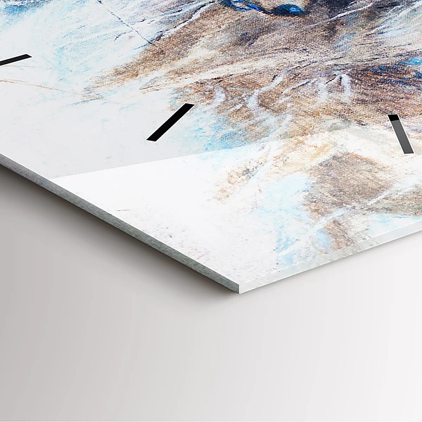 Wanduhr modern quadratisch Wölfe im Wald