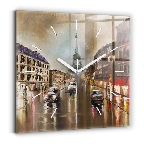Wanduhr modern quadratisch Stadt Paris