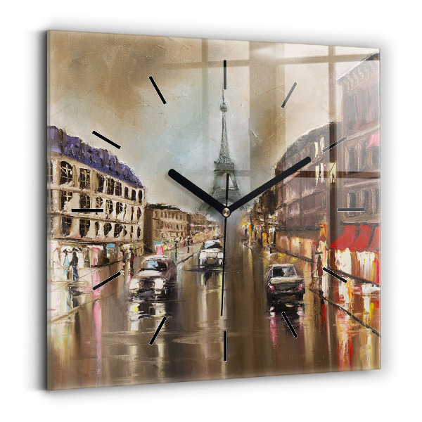 Wanduhr modern quadratisch Stadt Paris