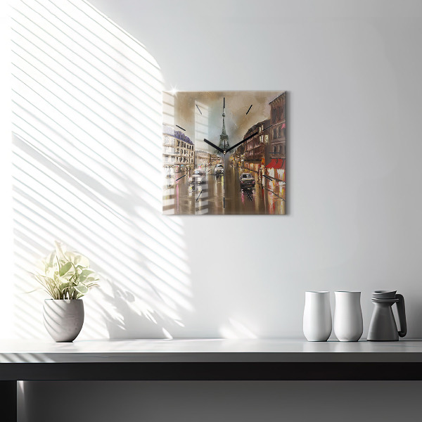 Wanduhr modern quadratisch Stadt Paris