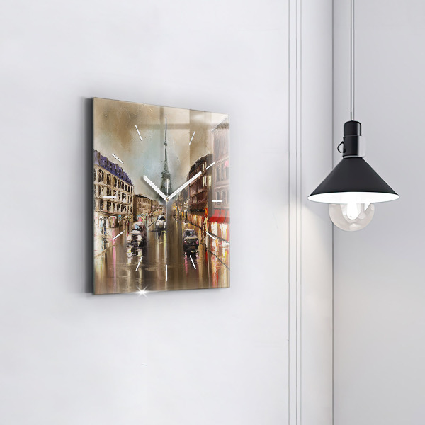 Wanduhr modern quadratisch Stadt Paris