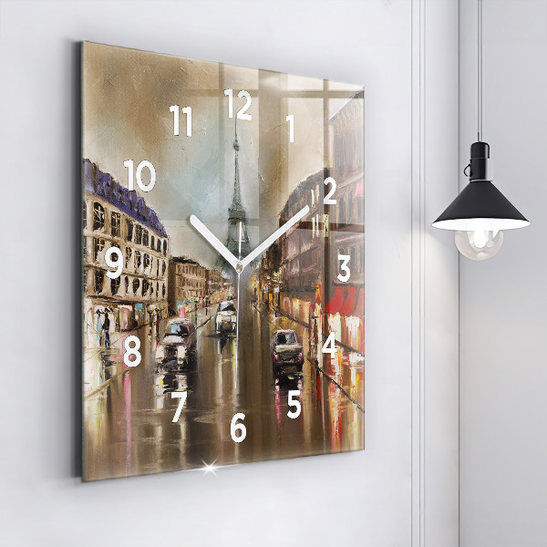 Wanduhr modern quadratisch Stadt Paris