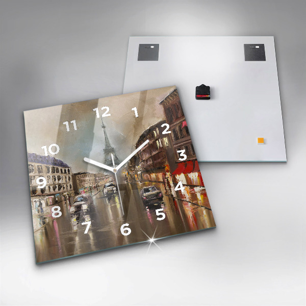 Wanduhr modern quadratisch Stadt Paris