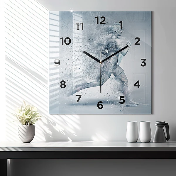 Wanduhr quadratisch mit motiv Laufender Mann