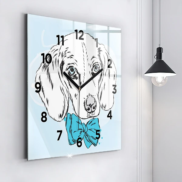 Wanduhr quadratisch mit motiv Hündchen