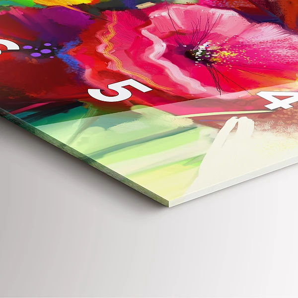 Wanduhr modern quadratisch Bunte Mohnblumen
