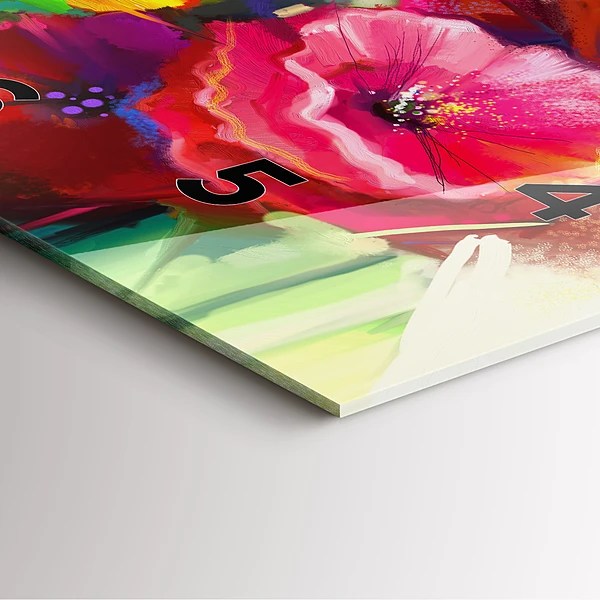 Wanduhr modern quadratisch Bunte Mohnblumen