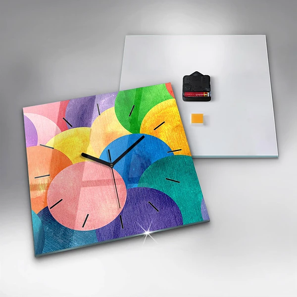 Wanduhr quadratisch mit motiv Abstrakte Kreise