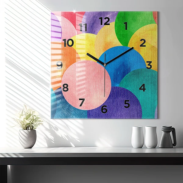 Wanduhr quadratisch mit motiv Abstrakte Kreise