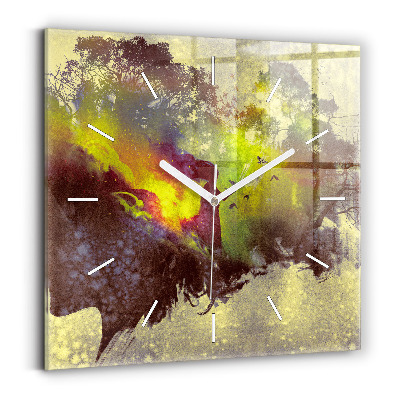 Wanduhr modern quadratisch Frau im Wald