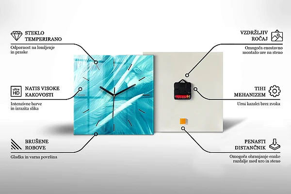 Wanduhr quadratisch mit motiv Hirschkopf und Blumen