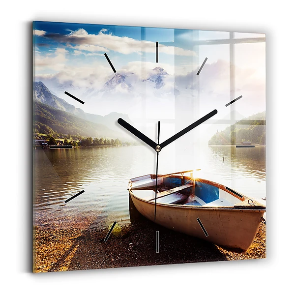 Wanduhr quadratisch Blick auf den See