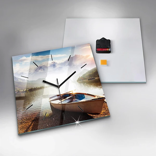 Wanduhr quadratisch Blick auf den See
