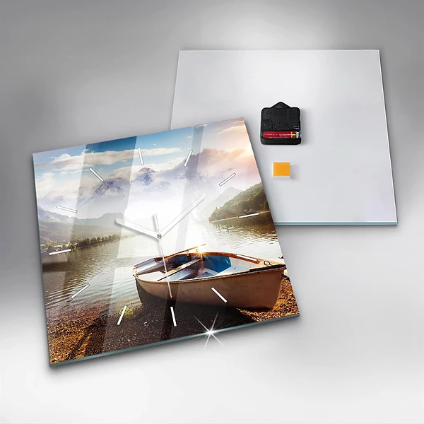 Wanduhr quadratisch Blick auf den See