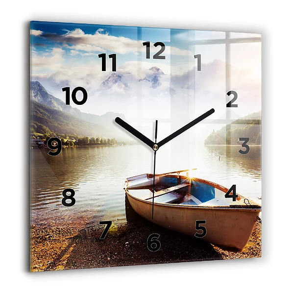 Wanduhr quadratisch Blick auf den See
