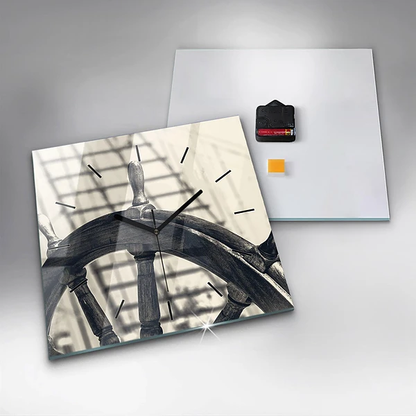 Wanduhr quadratisch mit motiv Antikes Schiff