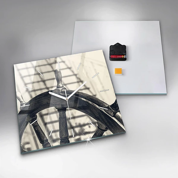 Wanduhr quadratisch mit motiv Antikes Schiff