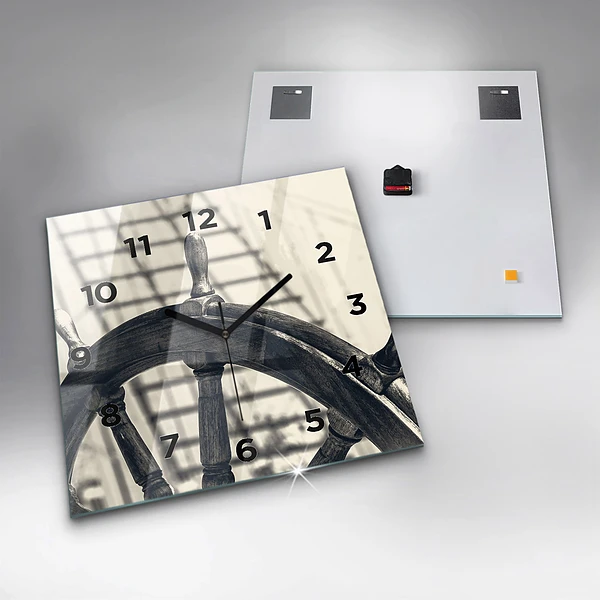 Wanduhr quadratisch mit motiv Antikes Schiff