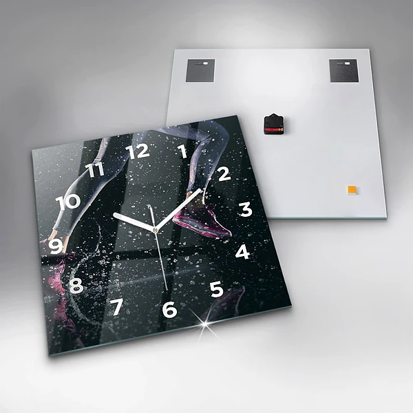 Wanduhr quadratisch mit motiv Gesunder Lebensstil und Laufen