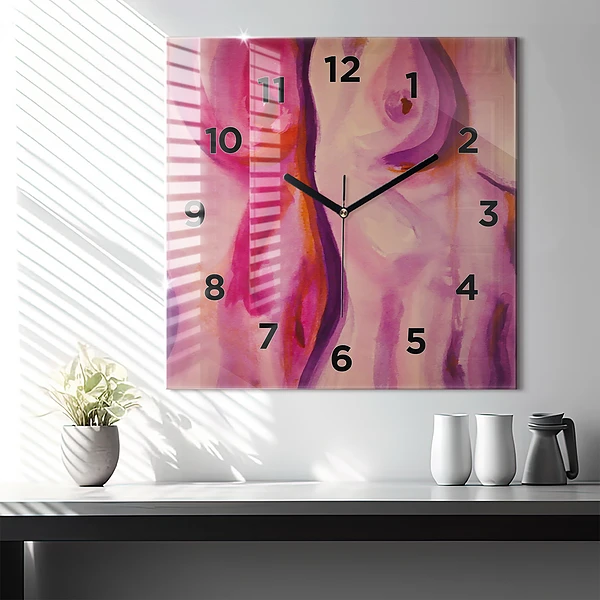 Wanduhr modern quadratisch Malerei Frauen