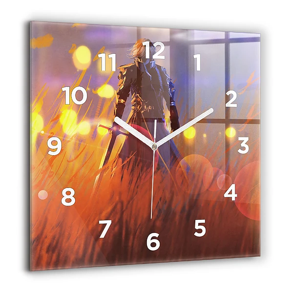 Wanduhr quadratisch Ritter mit Schwert