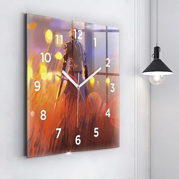 Wanduhr quadratisch Ritter mit Schwert