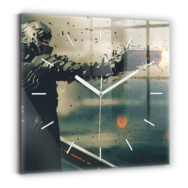 Wanduhr modern quadratisch Spiel mit tödlichen Waffen
