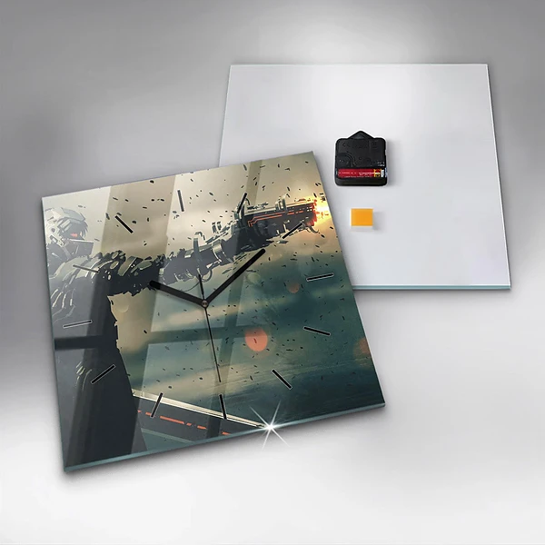 Wanduhr modern quadratisch Spiel mit tödlichen Waffen