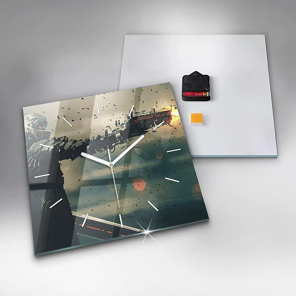Wanduhr modern quadratisch Spiel mit tödlichen Waffen