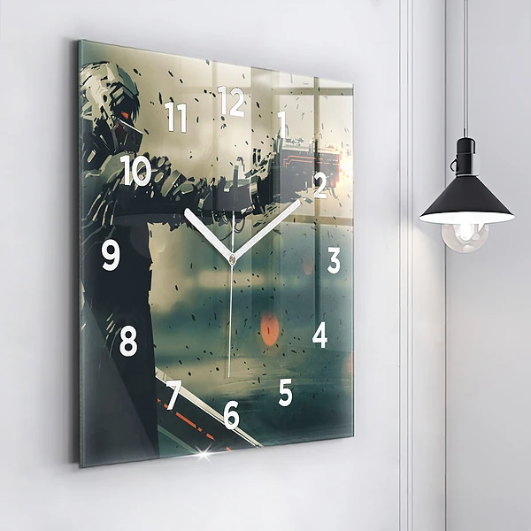 Wanduhr modern quadratisch Spiel mit tödlichen Waffen