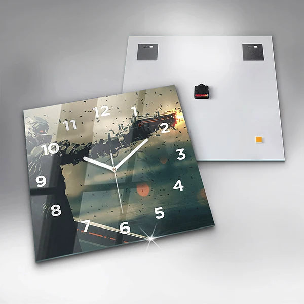 Wanduhr modern quadratisch Spiel mit tödlichen Waffen