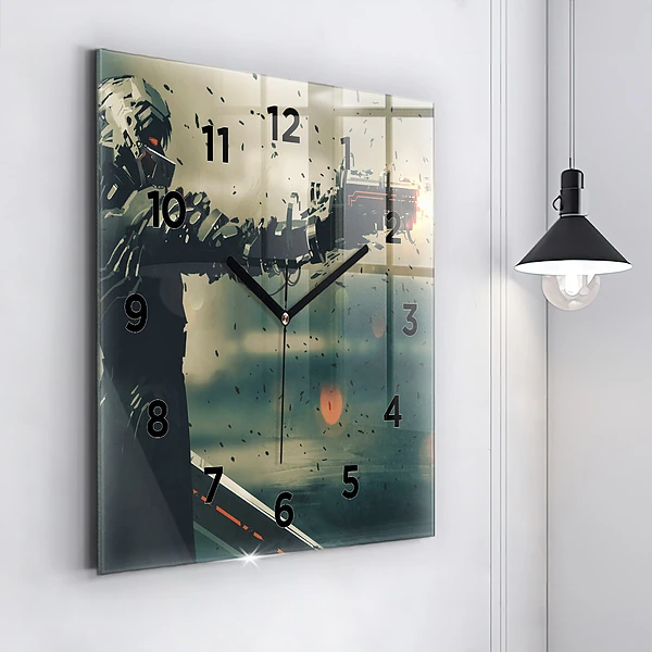 Wanduhr modern quadratisch Spiel mit tödlichen Waffen