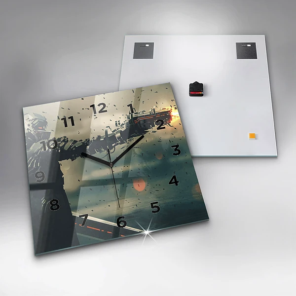 Wanduhr modern quadratisch Spiel mit tödlichen Waffen