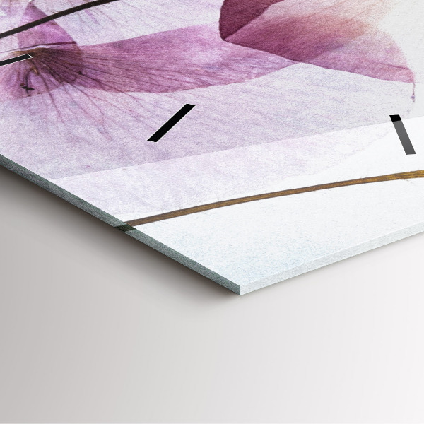 Wanduhr modern quadratisch Trockene Mohnblumen