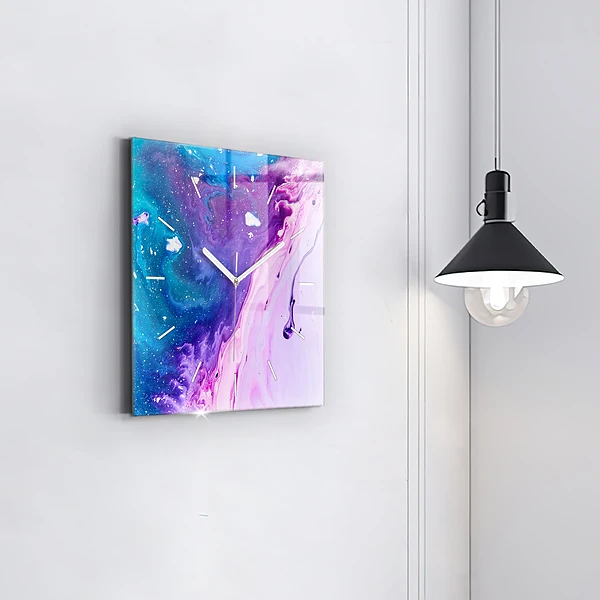 Wanduhr quadratisch mit motiv Bunter Hintergrund