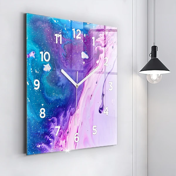 Wanduhr quadratisch mit motiv Bunter Hintergrund