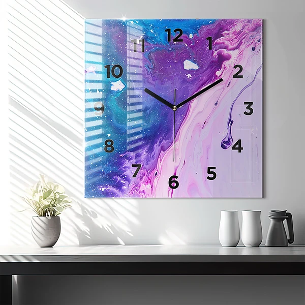 Wanduhr quadratisch mit motiv Bunter Hintergrund