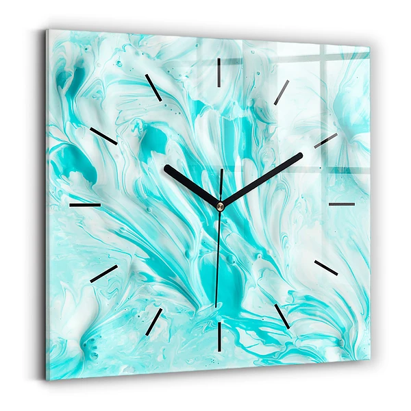 Wanduhr quadratisch Blaue Abstraktion