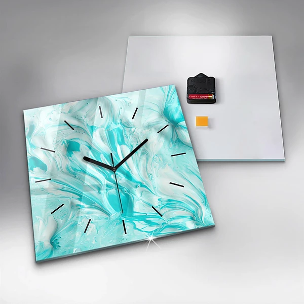 Wanduhr quadratisch Blaue Abstraktion